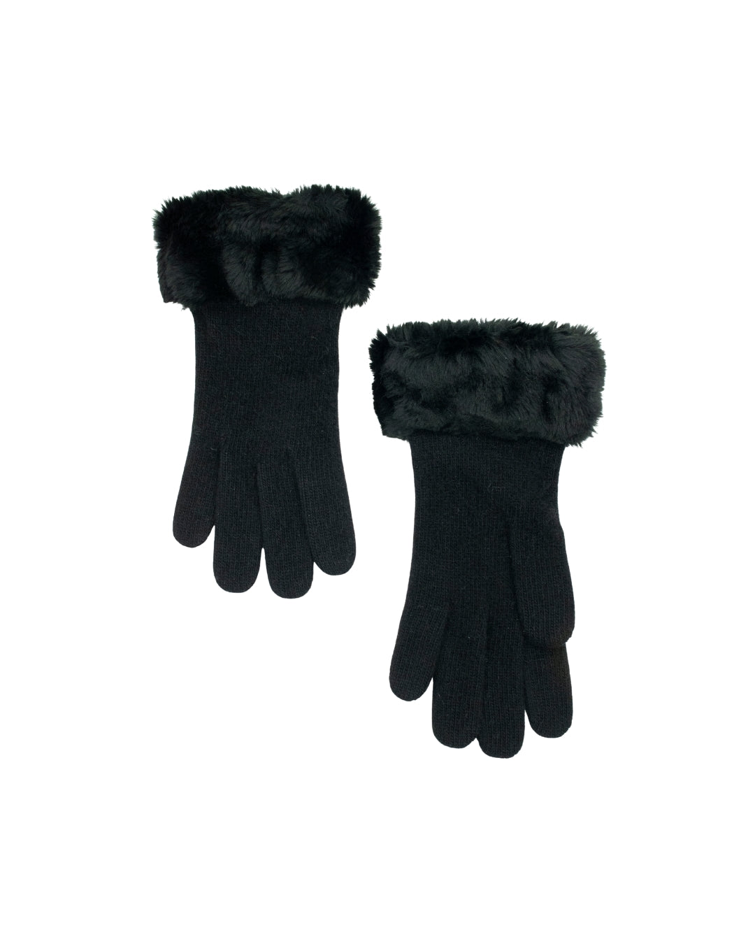 MEHNDI CASHMERE GLOVES WITH FAUX FUR CUFF