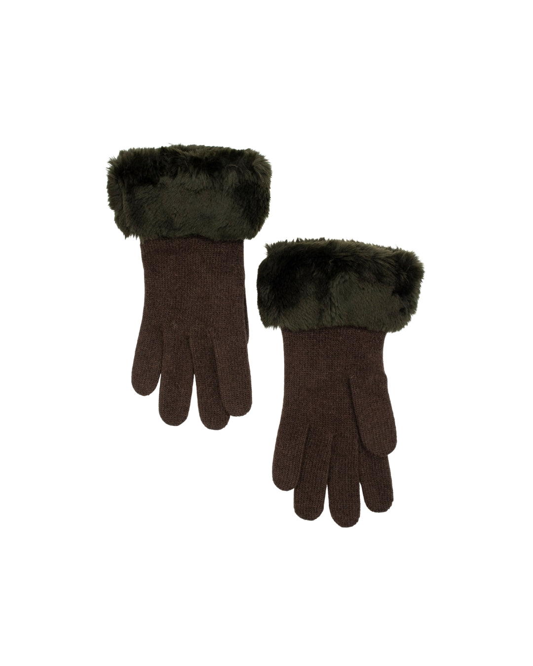 MEHNDI CASHMERE GLOVES WITH FAUX FUR CUFF