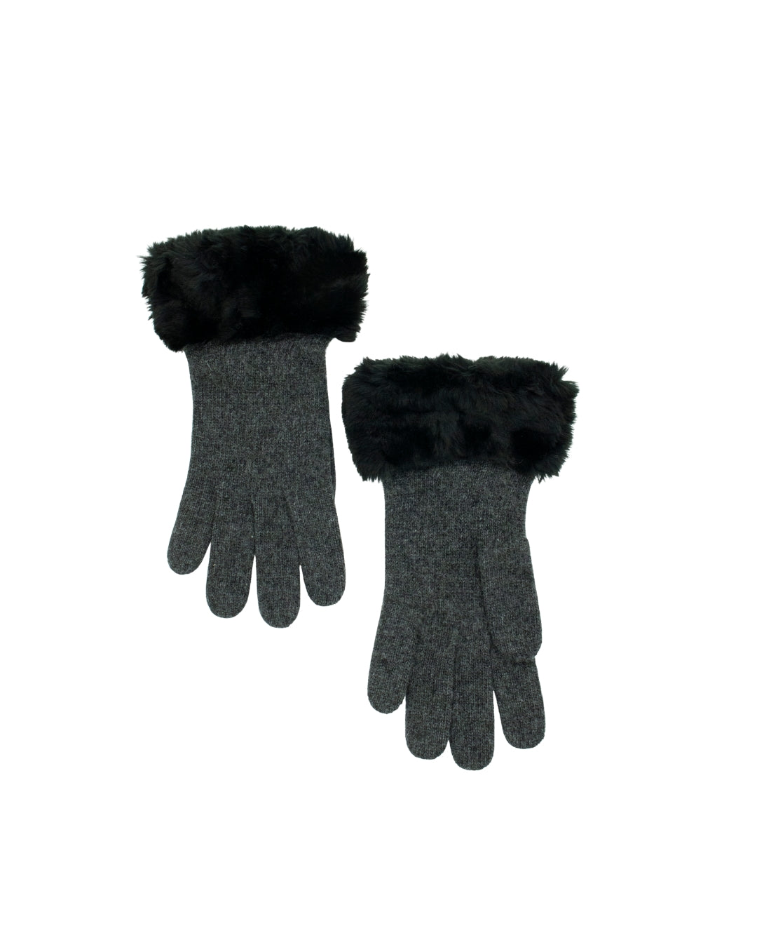 MEHNDI CASHMERE GLOVES WITH FAUX FUR CUFF
