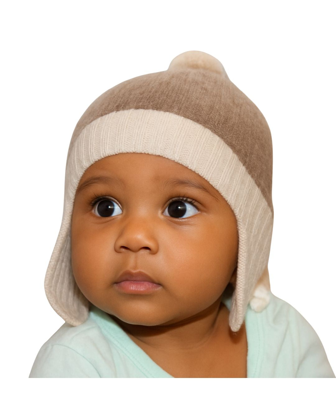 MEHNDI BABIES CASHMERE POM HAT W EARFLAPS
