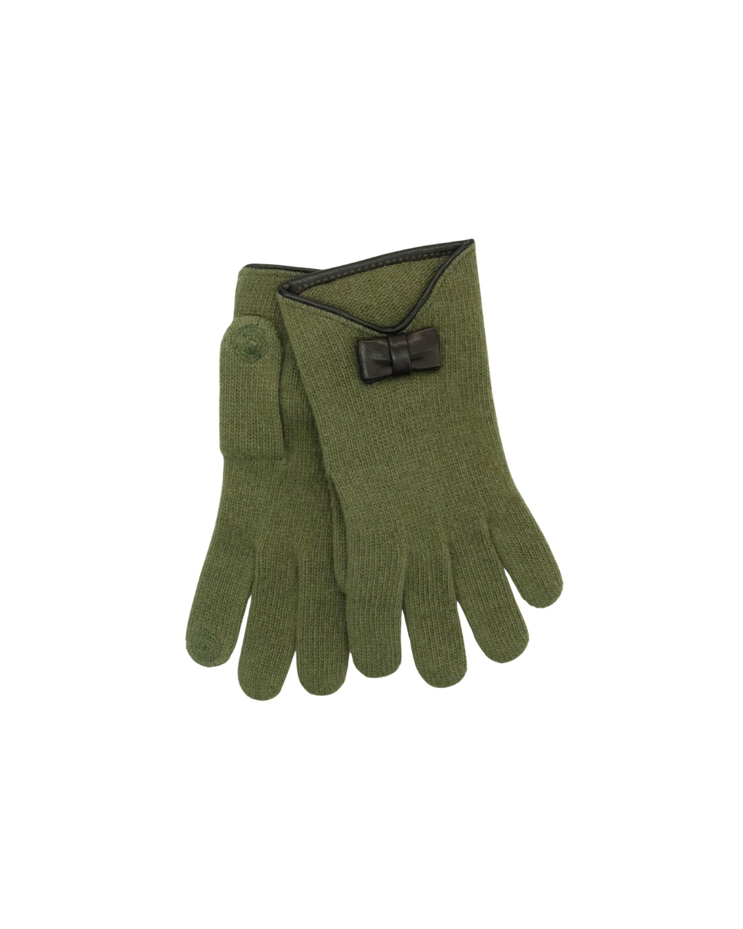 MEHNDI CASHMERE GLOVES WITH LEATHER BOW