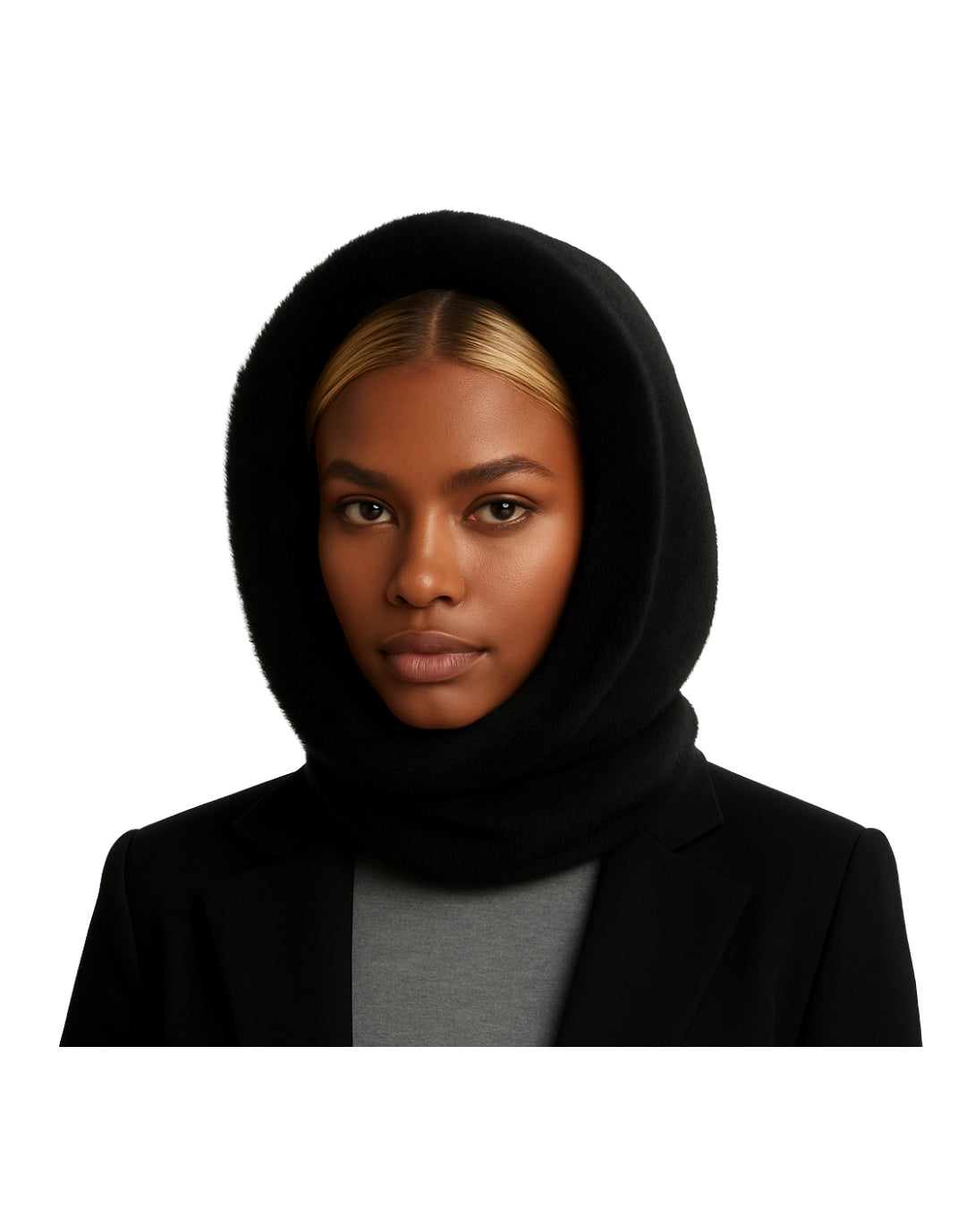 MEHNDI CASHMERE HOOD WITH FAUX FUR