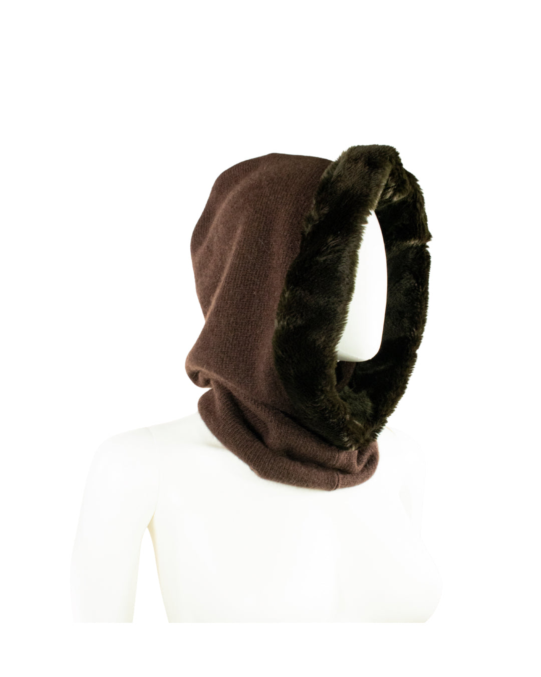 MEHNDI CASHMERE HOOD WITH FAUX FUR